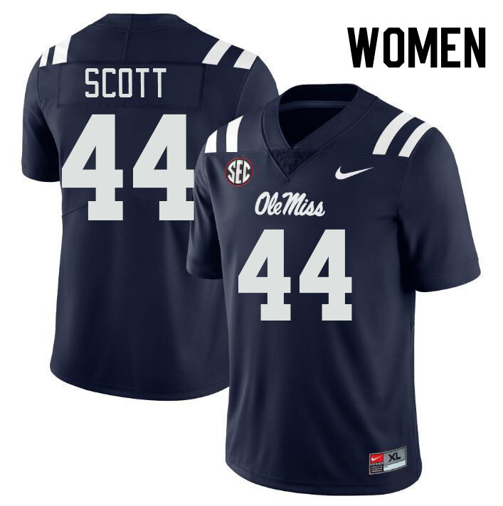Women #44 Ali Scott Ole Miss Rebels College Football Jerseyes Stitched Sale-Navy